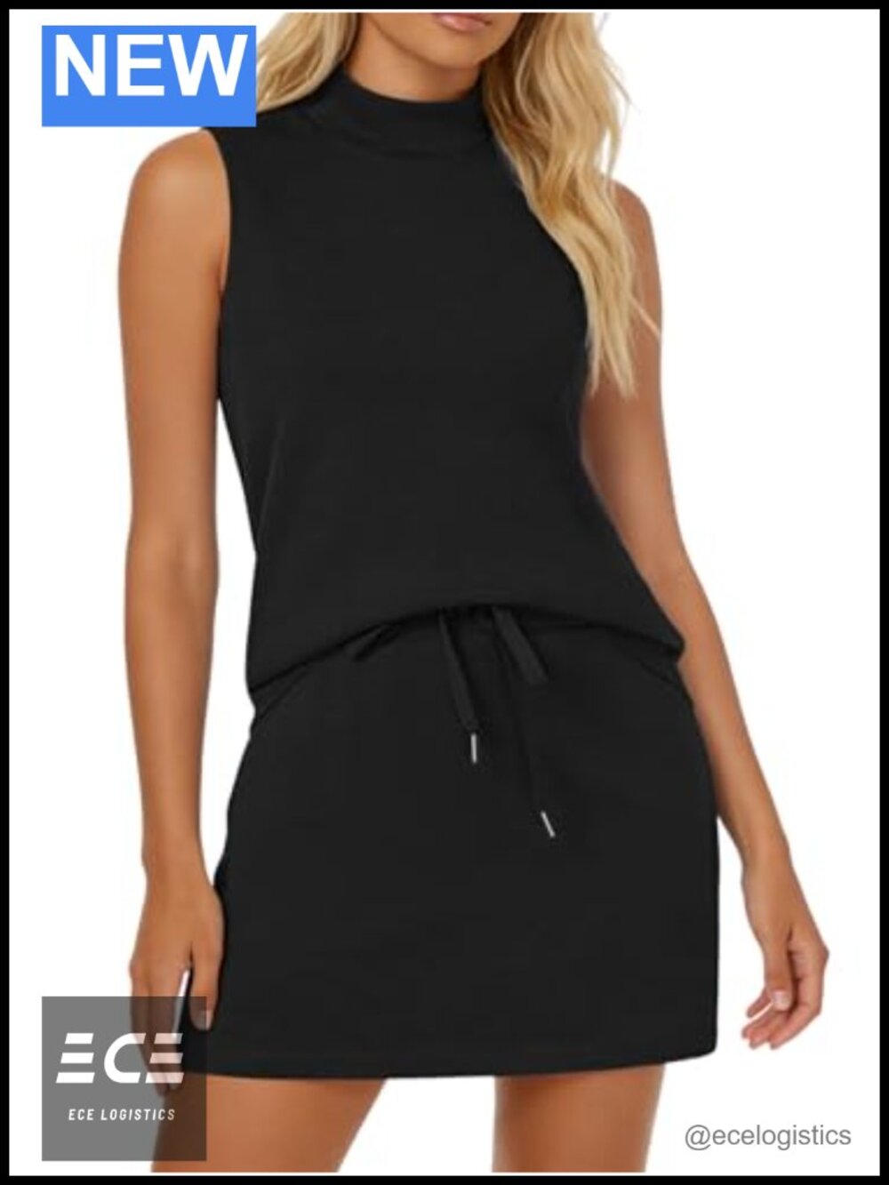 Womens 2 Piece Skort Set Mock Neck Tank Top & Skort Summer Tennis Travel